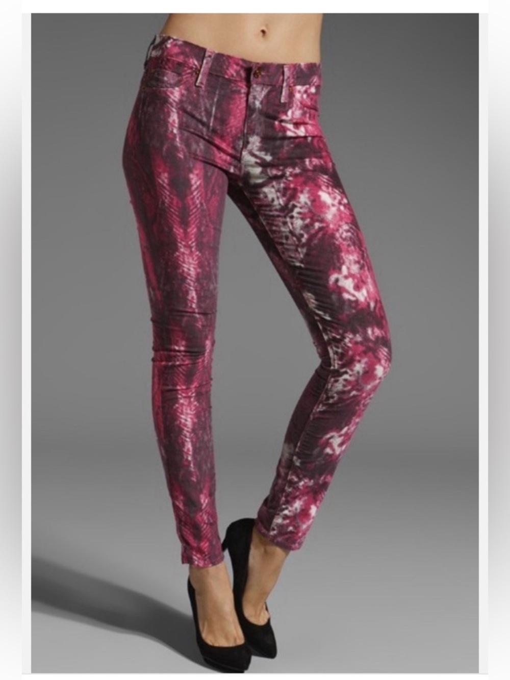 Hudson Nico Super Skinny Corduroy Jeans Size 27 Pink Galaxy Print Y2K Low Rise